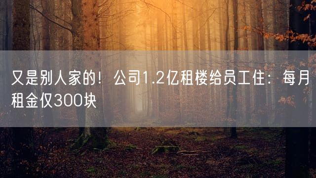 又是别人家的！公司1.2亿租楼给员工住：每月租金仅300块