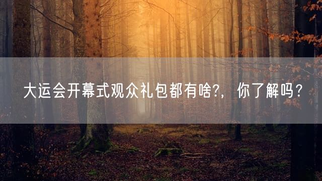 大运会开幕式观众礼包都有啥?，你了解吗？