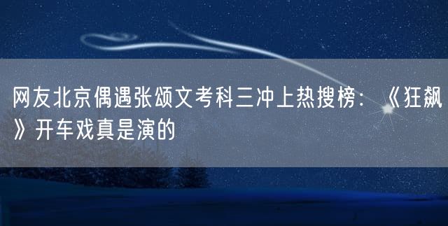 网友北京偶遇张颂文考科三冲上热搜榜：《狂飙》开车戏真是演的