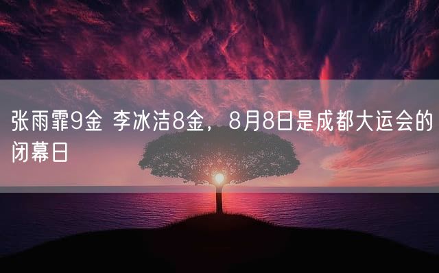 张雨霏9金 李冰洁8金，8月8日是成都大运会的闭幕日