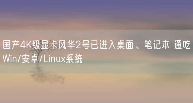 国产4K级显卡风华2号已进入桌面、笔记本 通吃Win/安卓/Linux系统