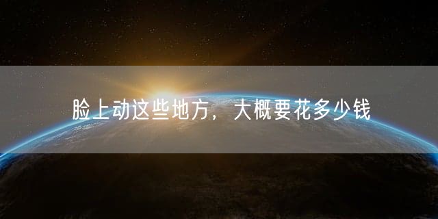 脸上动这些地方，大概要花多少钱