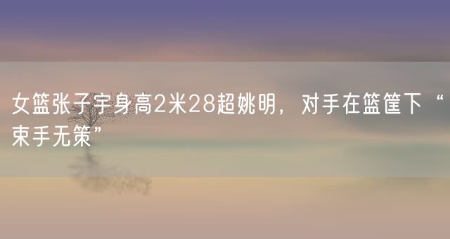 女篮张子宇身高2米28超姚明，对手在篮筐下“束手无策”