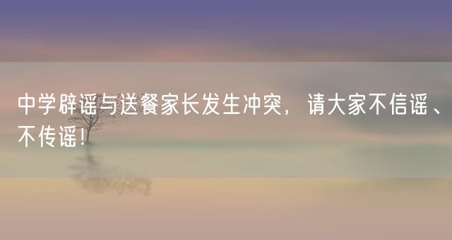 中学辟谣与送餐家长发生冲突，请大家不信谣、不传谣！