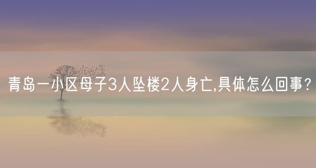 青岛一小区母子3人坠楼2人身亡,具体怎么回事？