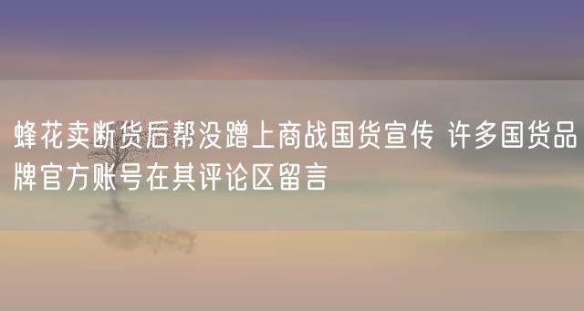 蜂花卖断货后帮没蹭上商战国货宣传 许多国货品牌官方账号在其评论区留言