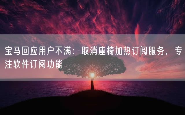 宝马回应用户不满：取消座椅加热订阅服务，专注软件订阅功能