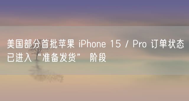 美国部分首批苹果 iPhone 15 / Pro 订单状态已进入“准备发货” 阶段