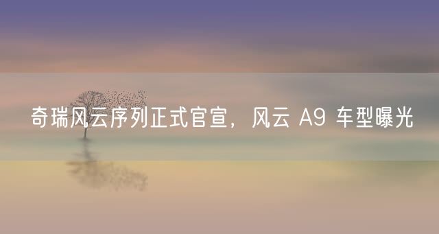 奇瑞风云序列正式官宣，风云 A9 车型曝光