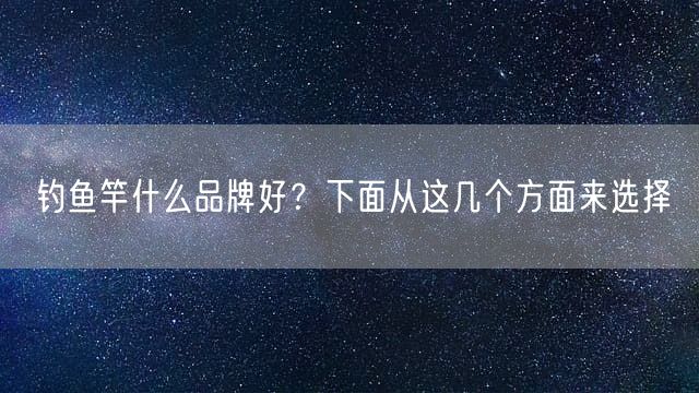 钓鱼竿什么品牌好？下面从这几个方面来选择