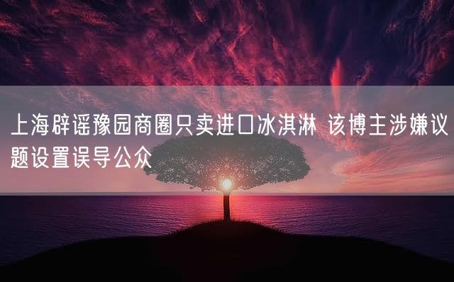 上海辟谣豫园商圈只卖进口冰淇淋 该博主涉嫌议题设置误导公众