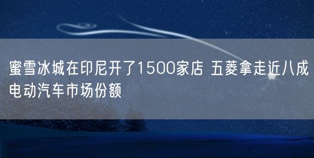 蜜雪冰城在印尼开了1500家店 五菱拿走近八成电动汽车市场份额