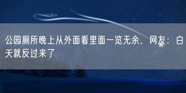 公园厕所晚上从外面看里面一览无余，网友：白天就反过来了