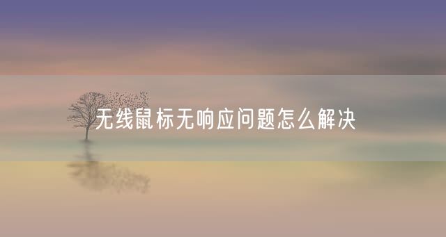 无线鼠标无响应问题怎么解决