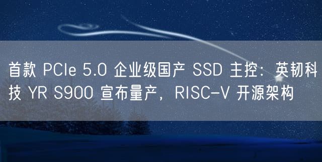 首款 PCIe 5.0 企业级国产 SSD 主控：英韧科技 YR S900 宣布量产，RISC-V 开源架构