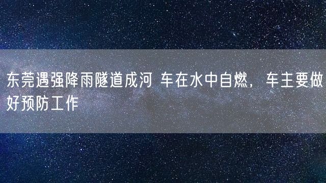 东莞遇强降雨隧道成河 车在水中自燃，车主要做好预防工作