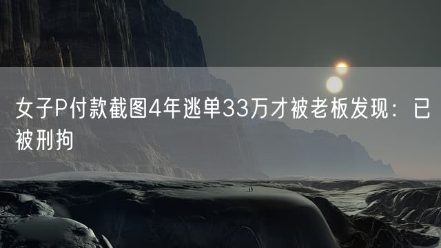 女子P付款截图4年逃单33万才被老板发现：已被刑拘