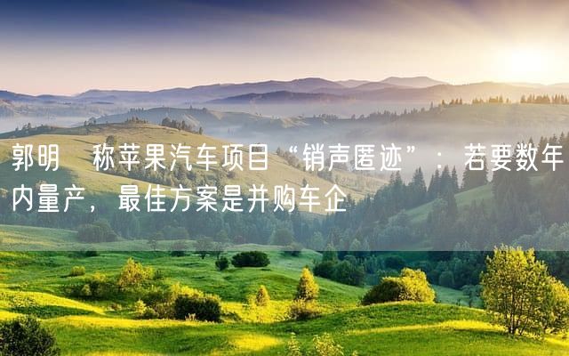 郭明錤称苹果汽车项目“销声匿迹”：若要数年内量产，最佳方案是并购车企