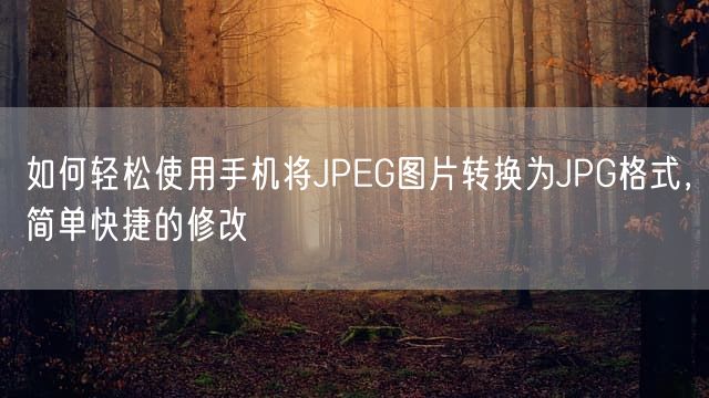 如何轻松使用手机将JPEG图片转换为JPG格式，简单快捷的修改