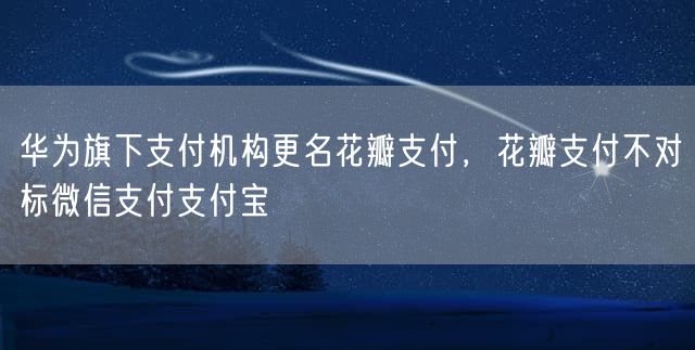 华为旗下支付机构更名花瓣支付，花瓣支付不对标微信支付支付宝