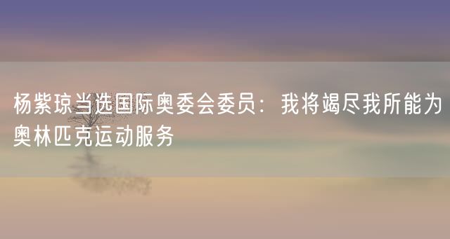 杨紫琼当选国际奥委会委员：我将竭尽我所能为奥林匹克运动服务