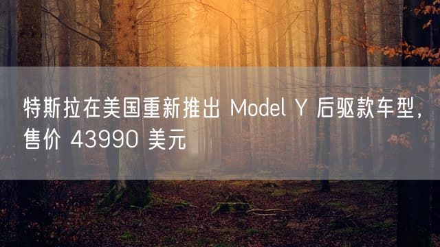 特斯拉在美国重新推出 Model Y 后驱款车型，售价 43990 美元