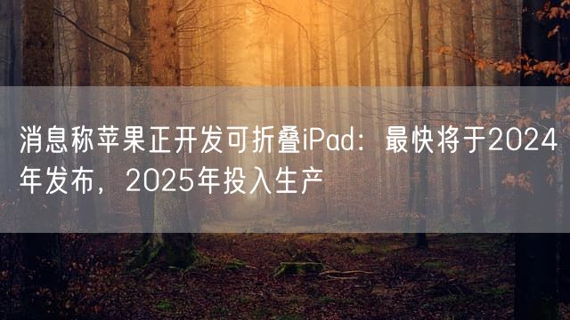 消息称苹果正开发可折叠iPad：最快将于2024年发布，2025年投入生产