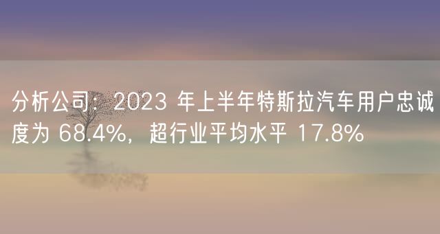 分析公司：2023 年上半年特斯拉汽车用户忠诚度为 68.4%，超行业平均水平 17.8%