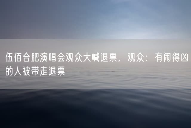 伍佰合肥演唱会观众大喊退票，观众：有闹得凶的人被带走退票