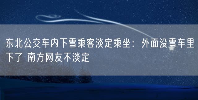 东北公交车内下雪乘客淡定乘坐：外面没雪车里下了 南方网友不淡定