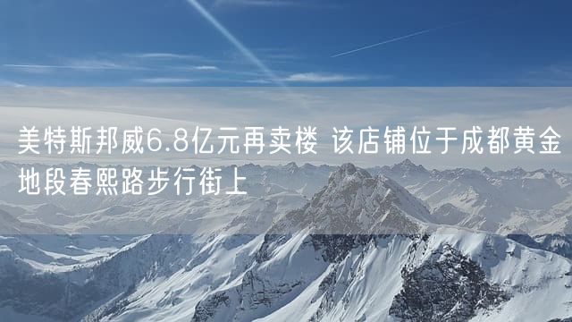 美特斯邦威6.8亿元再卖楼 该店铺位于成都黄金地段春熙路步行街上