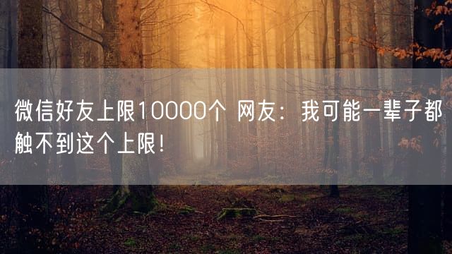 微信好友上限10000个 网友：我可能一辈子都触不到这个上限！