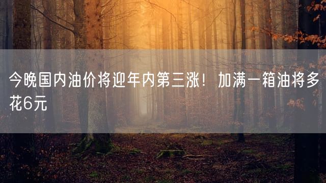 今晚国内油价将迎年内第三涨！加满一箱油将多花6元